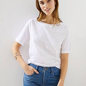 LOFT Vintage Everyday Elbow Tee White